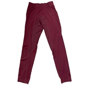 FitsT4 Women's Equestrian Tights Silicone Grip Burgandy Horse Riding - Small